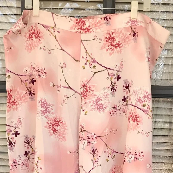 Jones New York Pink Floral Cherry Blossom Satin Pajama Lounge Pants Size XL - Picture 7 of 7